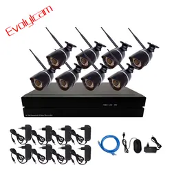 Evolylcam 4CH/8CH NVR Беспроводной 2MP 1080 P IP Камера Onvif P2P Wi-Fi уличная, инфракрасная, цилиндрическая видеонаблюдения системный комплект для фотокамеры