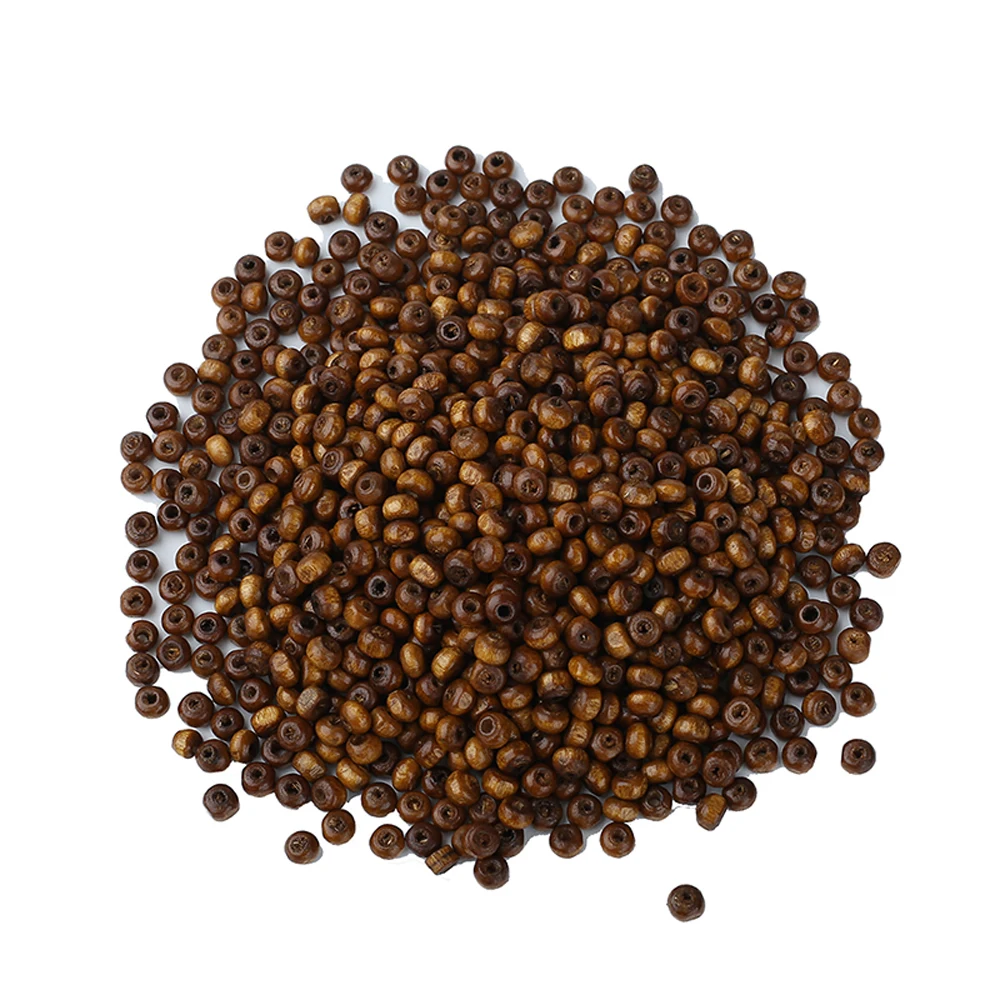 

1500pcs/Lot 4mm Coffee Color Natural Wooden Round Hole Beads European Brown Prayer Beaded Wood DIY Beads For Jewelry Making
