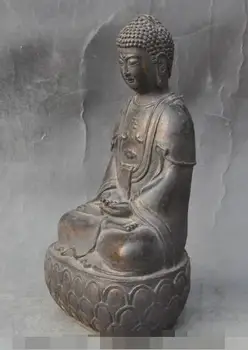 

Free shipping S02977 old tibet buddhism pure Bronze Joss sakyamuni Shakyamuni Amitabha buddha statue