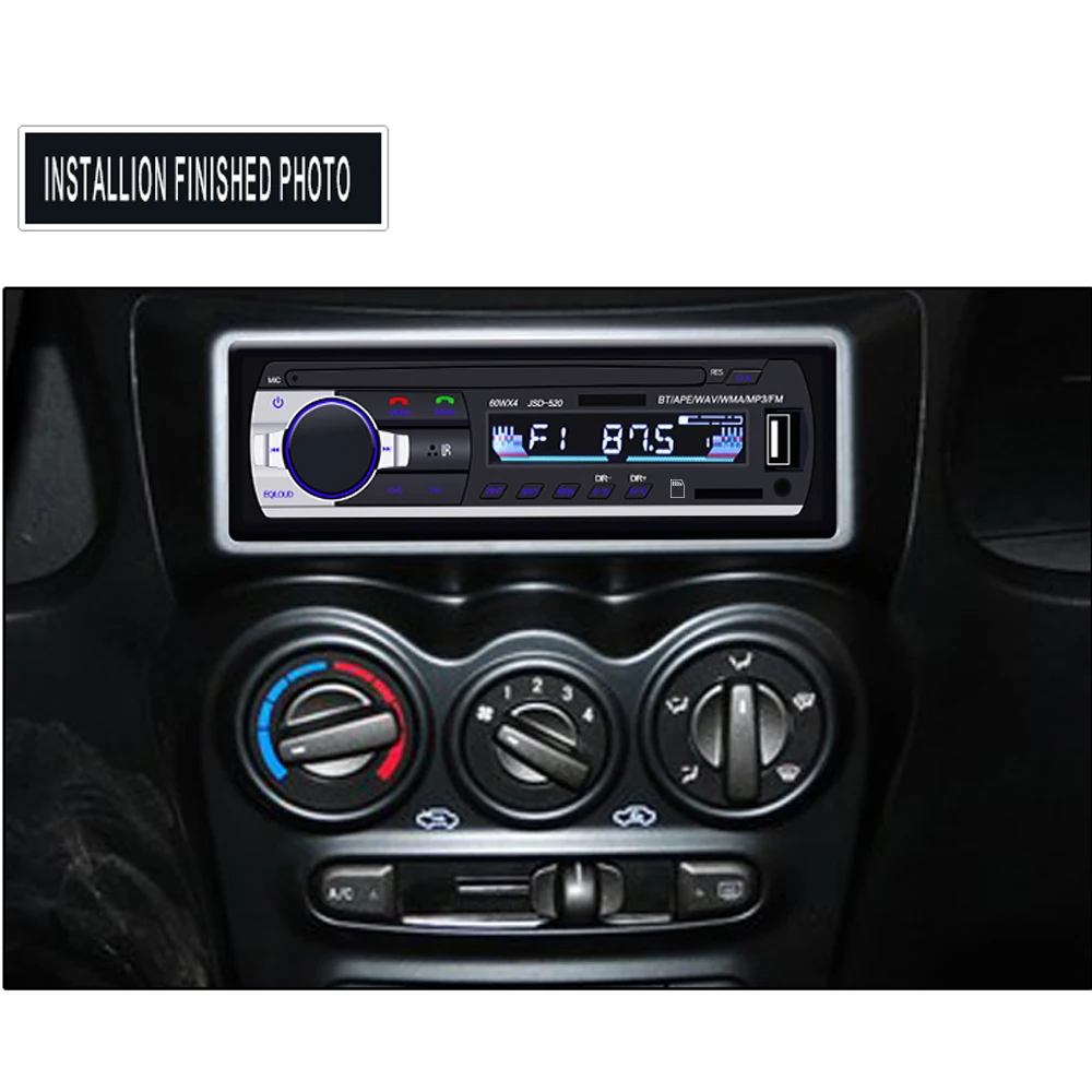 Podofo Bluetooth Авторадио Стерео радио FM Aux вход приемник SD USB JSD-520 12V In-dash 1 din Автомобильный MP3 USB мультимедийный плеер