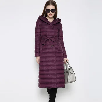 

X- long Down Jacket Women Fashion Female Double Breasted Coat 2017 Europe White Duck Down Hooded Parka For Women RE0119