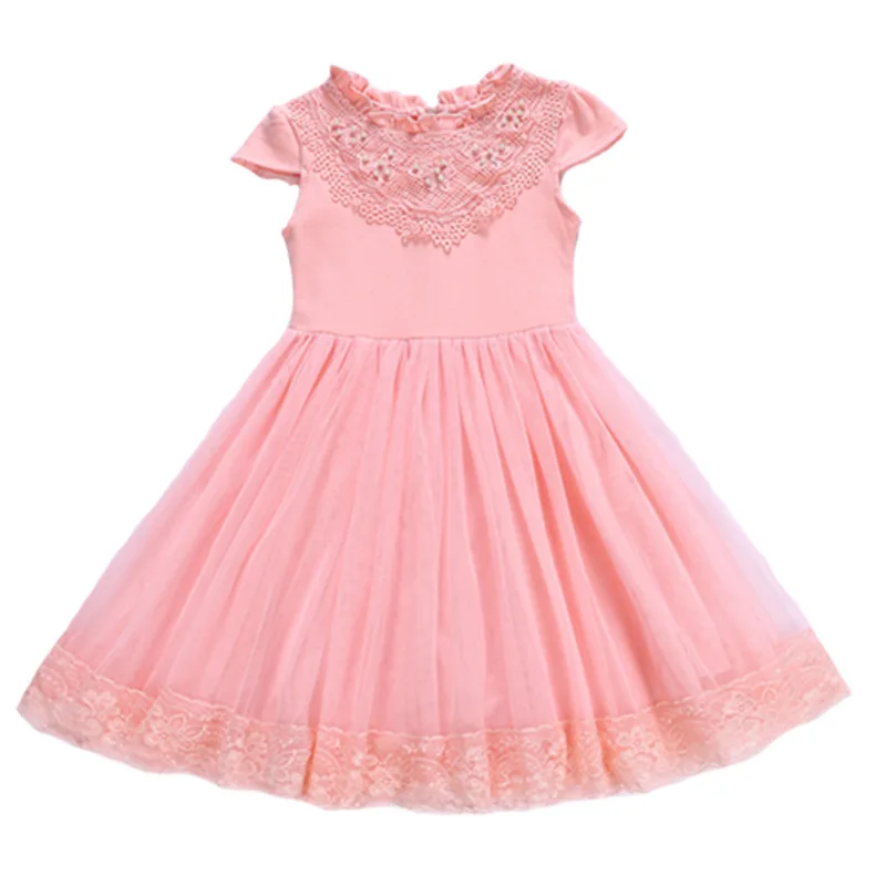 Брендовое осенне-летнее платье принцессы для маленьких девочек нарядное платье с жемчугом для свадебной вечеринки бальное платье От 4 до 12 лет