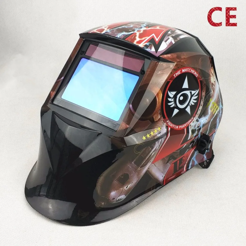 

Welding Helmet Best Optical Quality 1/1/1/1 Big View Size 3.94x2.56" 100x65mm Widest Shade Range DIN(3)4-13 CE Welding Mask