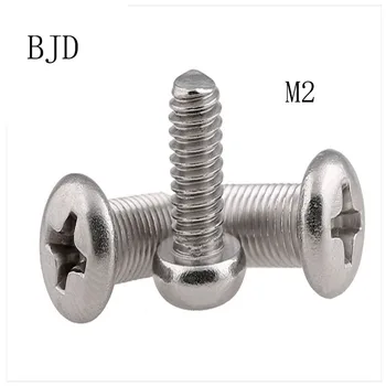 

100Pcs M2 bolts GB818 Special offer 304 stainless steel screws machine screws pan head cross head bolt free shipping