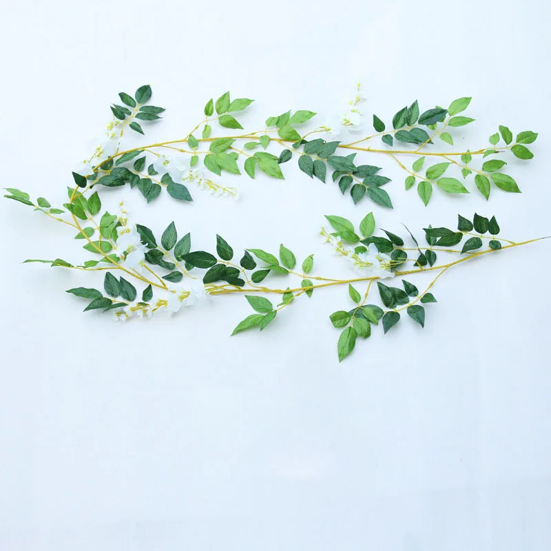 110cm Long Wisteria Vine Rattan Flowers for Wedding Arch Party Decoration White Vine Artificial Flowers Flores Garland Wreath 110cm Long Wisteria Vine Rattan Flowers for Wedding Arch Party Decoration White Vine Artificial Flowers Flores Garland Wreath