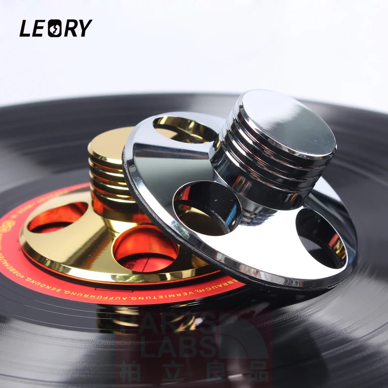 Prix LEORY En Métal De Cuivre Pur Fiche Clamp Chrome Or Placage LP Stabilisateur de Disque Pour Platine Disque Vinyle Vibrations Équilibrée