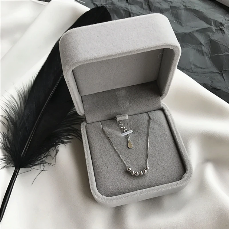 

Simple Bead Transfer Beads Pendant Gift Clavicle Chain 925 Sterling Silver Temperament Female Necklace SNE112