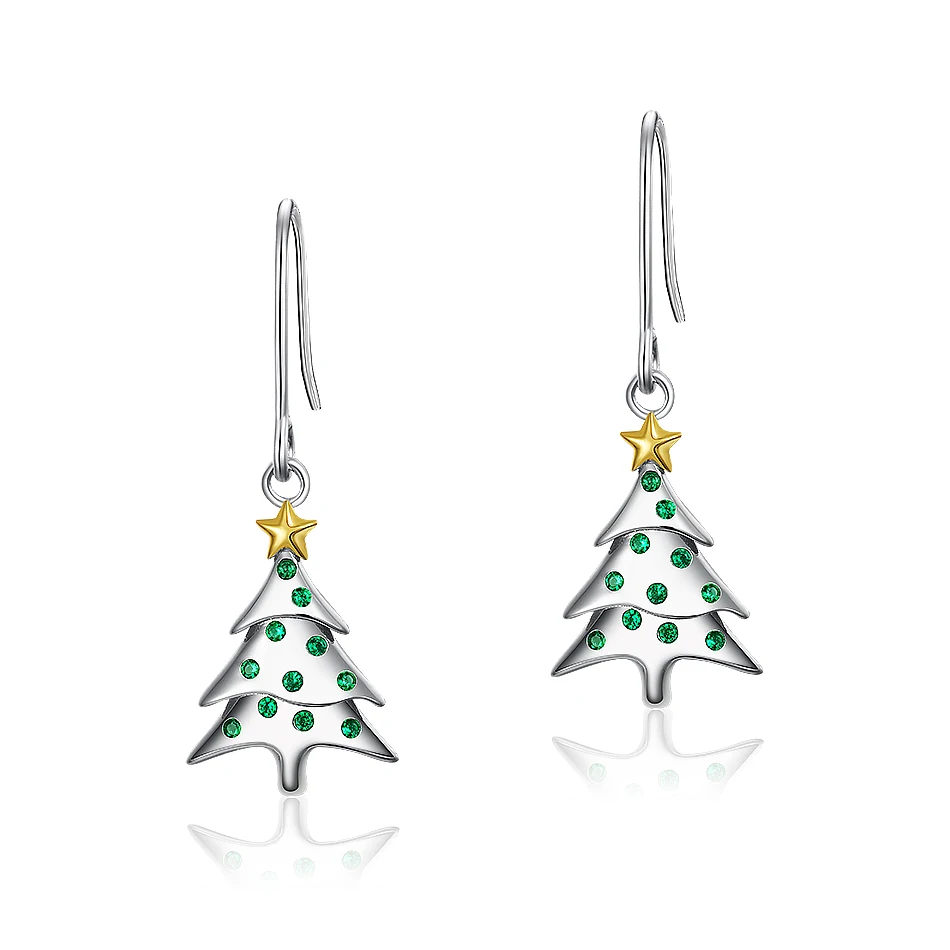ALLNOEL Drop Earrings 100% 925 Sterling Silver Jewelry For Women Christmas Tree Earrings With Stones Cubic Zircon Party Gift New (1)