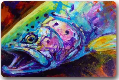 

Memory Home Door Mat Decorative Rainbow Trout Skin Fishing Machine Washable Non-woven Fabric Doormat Non-slip Indoor Outdoor Rug