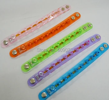 

Free shipping 24pcs/lot glow bangle Light Up LED Spike Bracelets Flashing Strobe Blinking Rave EDC Party Club