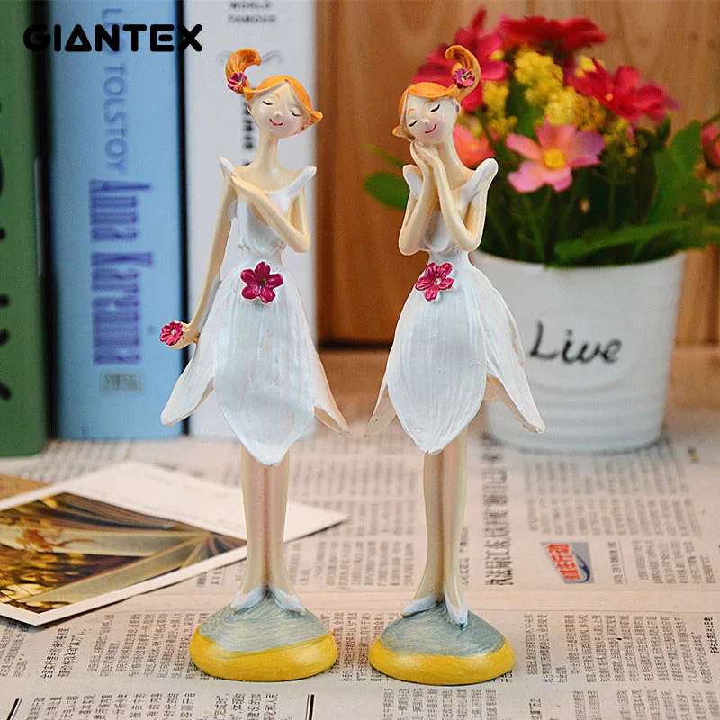 

GIANTEX 2pcs/set Beautiful Stand Angel Resin Craft Fairy Figurines Wedding Gift Home Decoration U0945