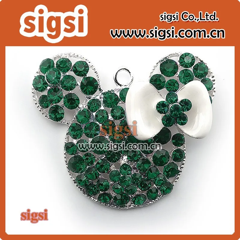 

free shipping New Mickey Rhinestone Pendants Necklaces Fashion Jewelry Gift