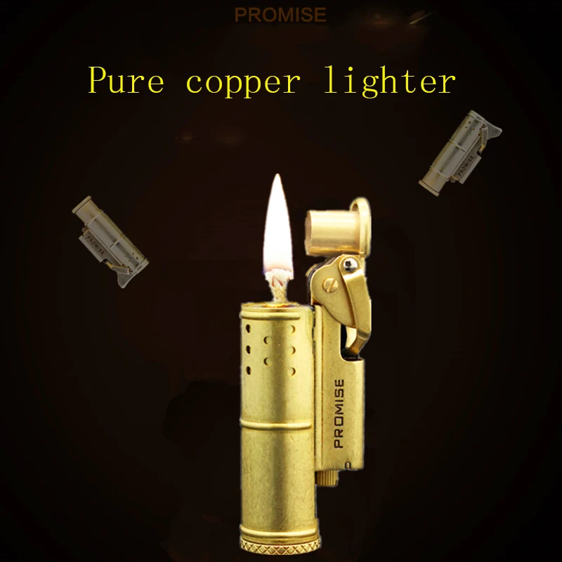 

Metal Vintage Kerosene Torch Lighter Copper Windproof Smoking Cigar Cigarettes Lighter Gasoline Oil Cigarette Lighter