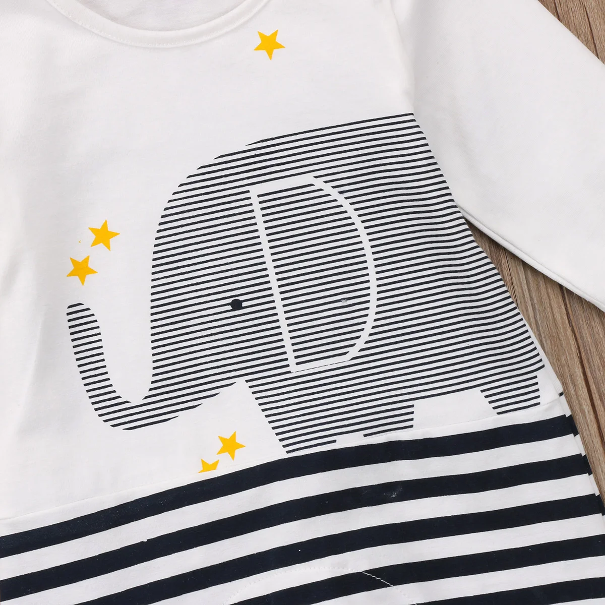 Новорожденных Одежда для детей; малышей; девочек Обувь для мальчиков с длинным рукавом полосатый слон хлопковый комбинезон Детские комбинезоны одежда