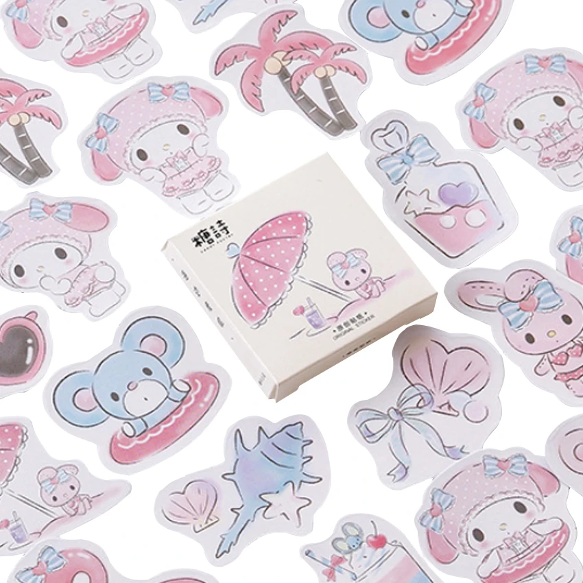 

20packs/lot Cute Melody On The Beach Paper Stationery Deco Children Sticker Scrapbook Decorative Diary Label Wholesale