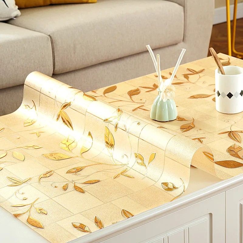 

Custom pvc tablecloth Golden leaves Coffee table tablecloths waterproof rectangle Heat resistant table pad dining table mat