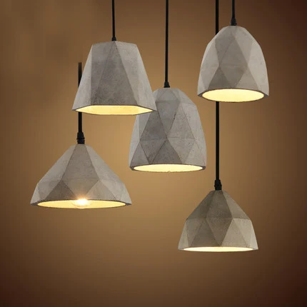 

Pendant Lights personalit coffee bar platform retro originality Nordic diamond geometry single head cement lamp LU62247 ZL394