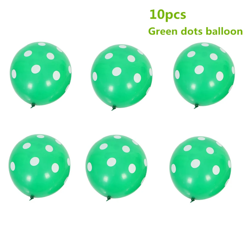 10pcs Dinosaur Balloons Dinosaur Birthday Party Decorations Kids Happy Birthday Dinosaur Party Walking Animals Baloons Kids Toys - Цвет: Green Dots