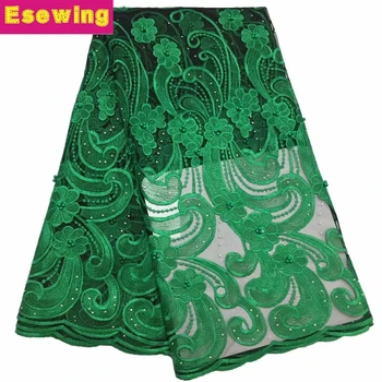 

Green African Lace Fabric 2019 Embroidered Nigerian Laces Fabric Bridal High Quality French Tulle Lace Fabric For Women Dress