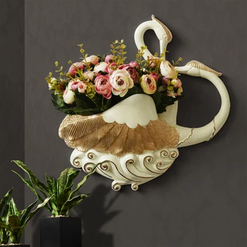 

nordic style kids decoration room decor Swan creative wall hanging vase flower basket living room wall hangings