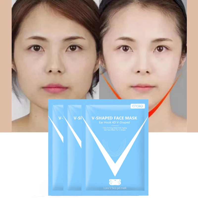Горячая Распродажа 4D Ушные крючки v-образная маска для лица для подбородка укрепляющее, способствующее похудению гелевые маски для лица