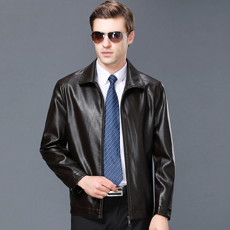 2018 Fashion Men's Leather Jackets And Coats Suit Collar Leather ...