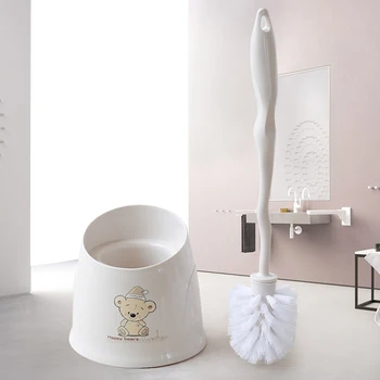 

Toilet Brush Set Creative Bathroom Cute Perforated Soft Wool Toilet No dead corner Toilet Brush Long handle LO5251116