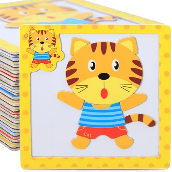 

5Pcs/lots Kids Toys Wooden 3d Puzzle Toys Kids Lovely Cartoon Magnetic Puzzle Wooden Toys Educational Toys for Children
