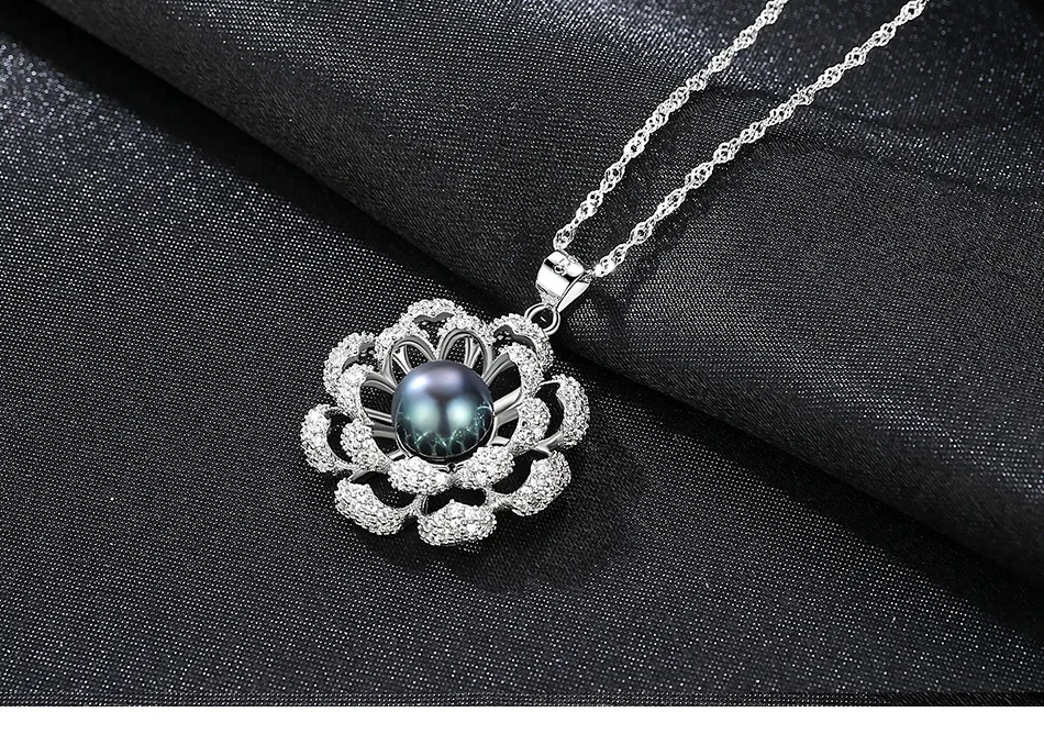 

Fashion Pearl Flower Necklace Boutique Wild Water Wave Chain S925 Sterling Silver Item Accessories GW23