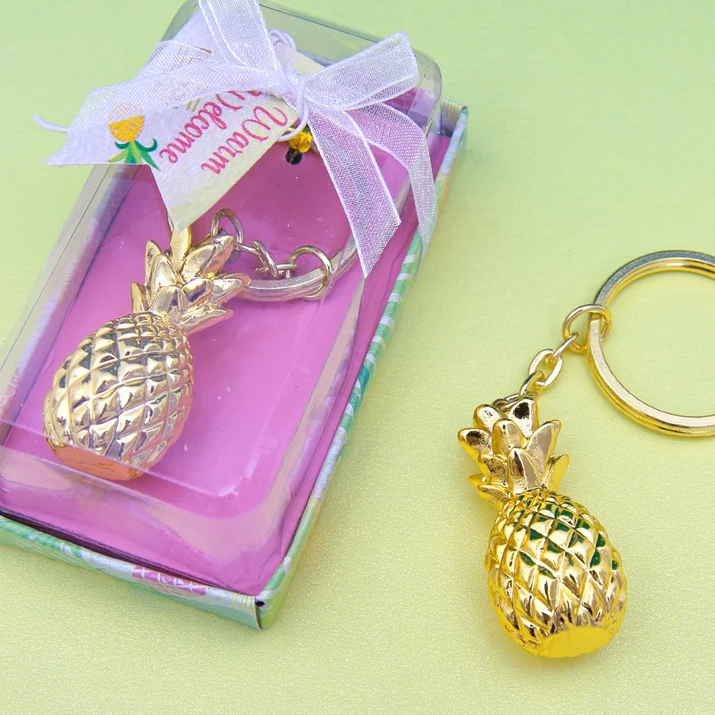 Gold Color Pineapple Shape Keychain Wedding Party Favor Gifts