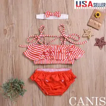 Комплект бикини для маленьких девочек от 0 до 24 месяцев, танкини, купальный костюм, купальник и повязка на голову, купальный костюм, пляжная одежда