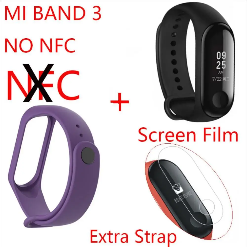 Руссина английское меню Xiaomi mi Band 3 mi Fit 3 фитнес-браслет трекер NFC 5ATM сенсорный экран для сердечного ритма монитор смарт-браслет - Цвет: band 3 NO NFC