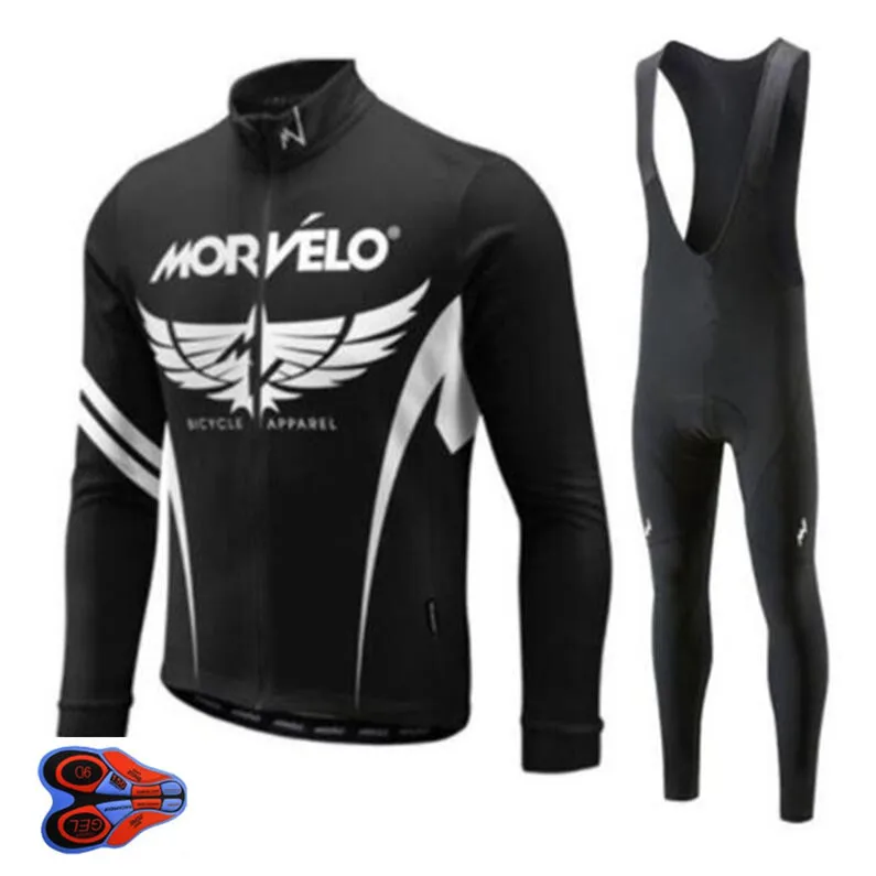 

2019 Pro team Morvelo long sleeve Cycling Jersey pants Set Autumn Cycling Clothing Road Bike Jerseys Bib Pants kits triathlon