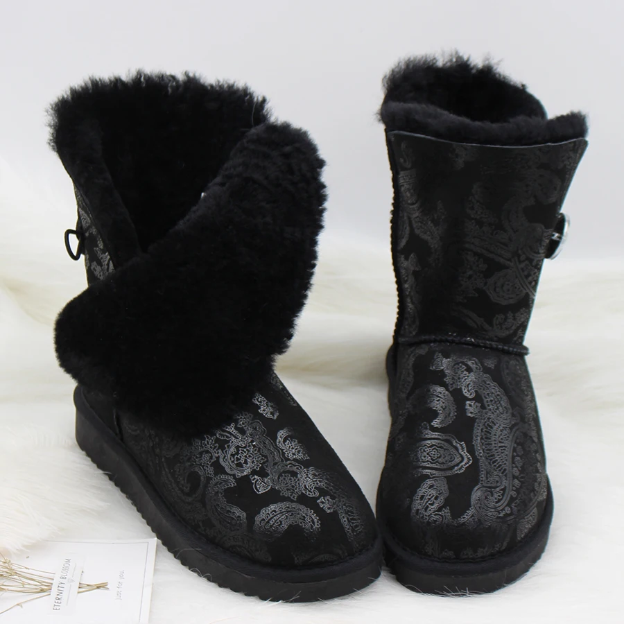 Goedkoop Gratis Verzending! 2018 Echte Schapenvacht Leer Snowboots Australi euml; Klassieke Vrouwen Laarzen Vrouwen Schoenen Warme Winter Laarzen