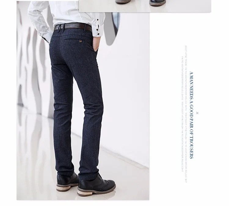Новое поступление, весенние классические мужские повседневные брюки высокого качества, мужские деловые узкие прямые мужские повседневные брюки, размер 38