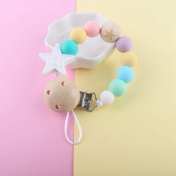 

Baby Teether Pacifier Clip Chain Wooden Beads Clip Chupetas Soother Teether Anti-Drop Rope Chew Pacifier Clips Nipple Holder