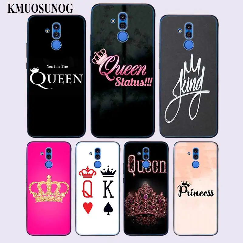 Best Transparent Soft Silicone Phone Case King Queen princess for huawei Mate 20 Lite Pro P Smart Plus Cover