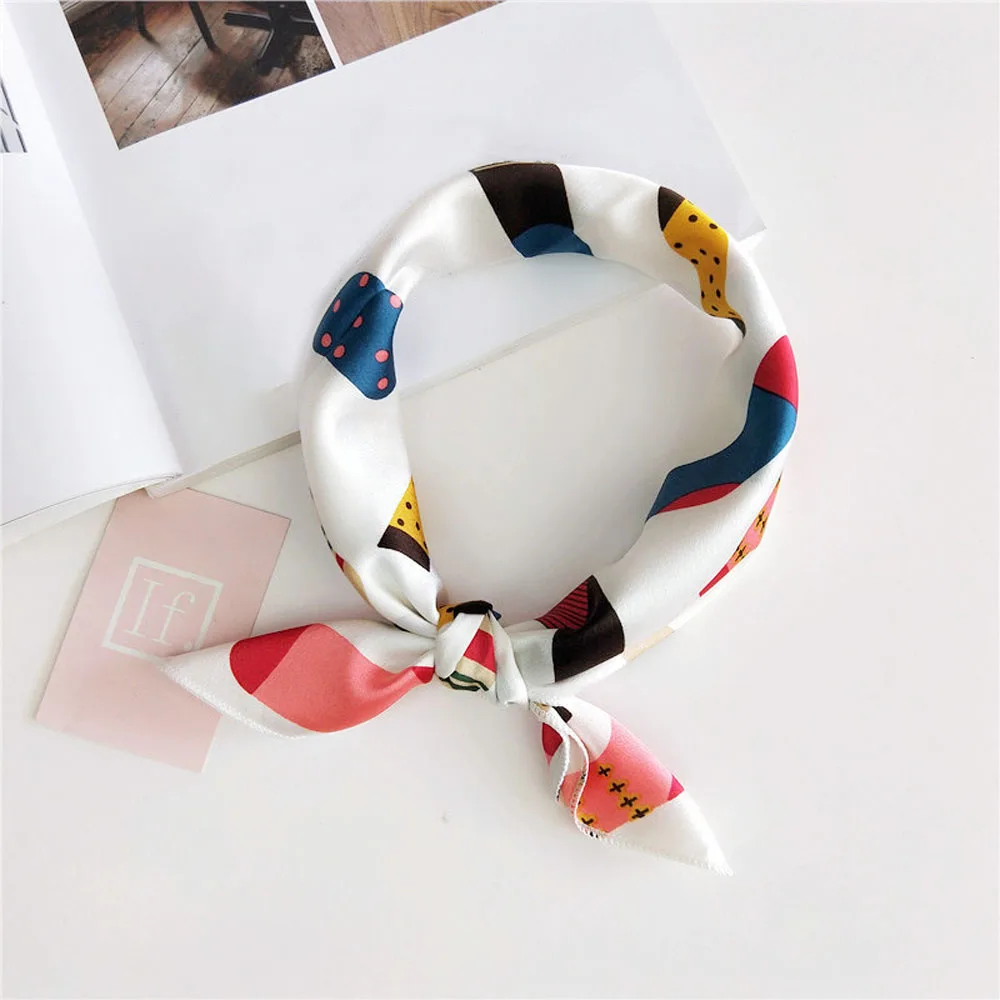 Small Scarf Soft Hair Tie Band Decorative Multifunctional Head Scarf Multicolor Stripe Print Kerchief Neck Small Scarf Soft Hair Tie Band Decorative Multifunctional Head Scarf Multicolor Stripe Print Kerchief Neck