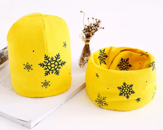 Однотонный детский шарф, шапка, комплект из двух предметов осенняя одежда для мальчиков и девочек костюм с капюшоном и воротником Детские аксессуары, шапочки со звездой и лебедем - Цвет: 34snow