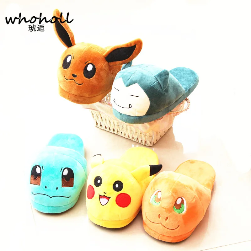 

Winter Warm Fu Slippers Women Home Slippers Indoor Pokemon style female Plush home cartoon cotton Slippers Pregnant Woman