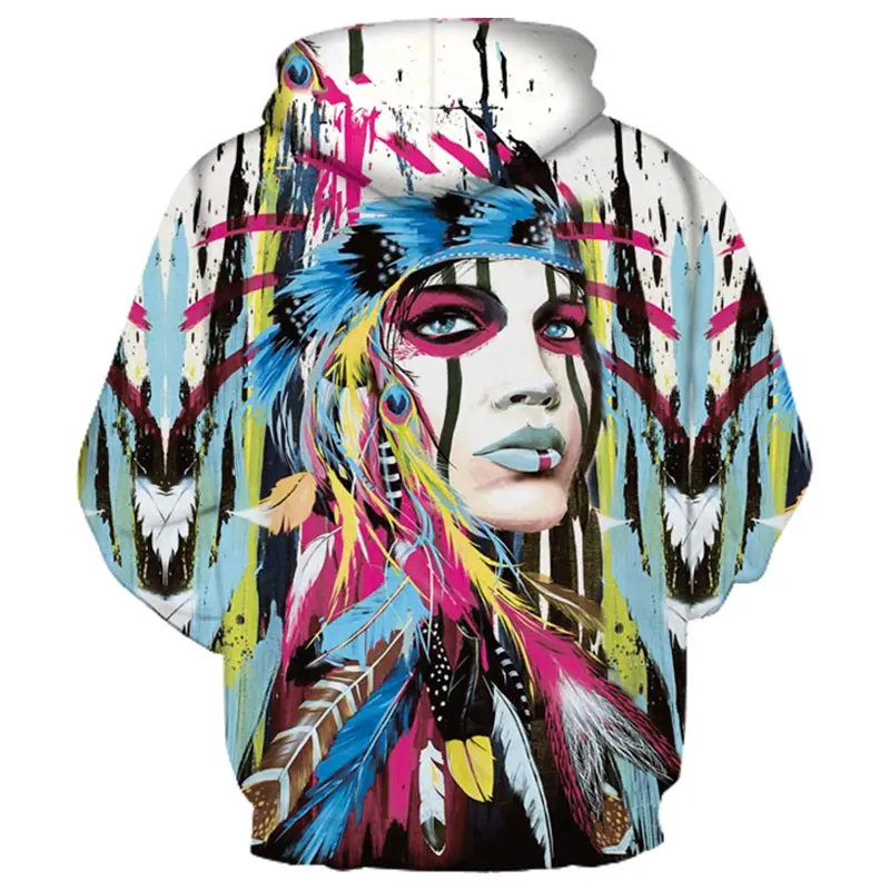 Headbook Brand Hoodies 3d Print Men/Women Thin Cool Fashion 3d Sweatshirts Colorful Feather Indigenous Hooded Hoodies YXQL438