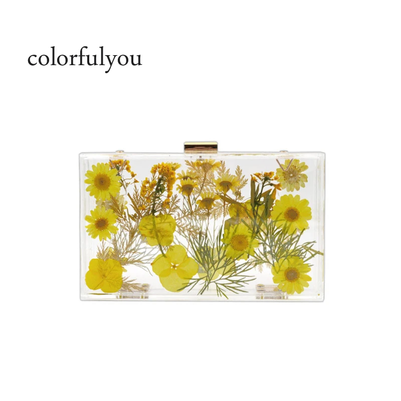 

Transparent Bag For Women 2019 Stylish Flower Acrylic Clear Evening Shoulder Bags Small Capacity Crossbody Bag With Chain