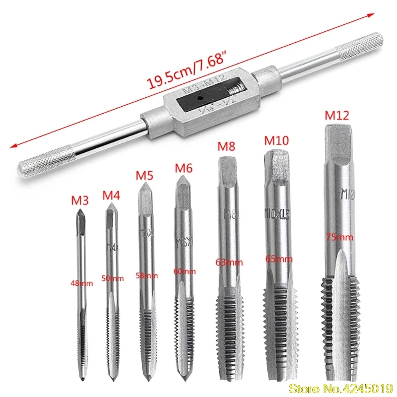 Высокое качество 8 шт. ручной винт нитки метрики Plug коснитесь набор M3-M12 с регулируемым гаечные ключи