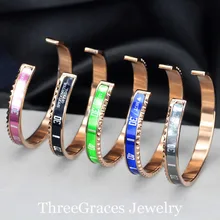 Marca de moda de Oro Rosa Plateado de Acero Inoxidable 316L Brazalete de Regalo del Día de San Valentín Para Los Amantes Unisex Velocímetro BA002