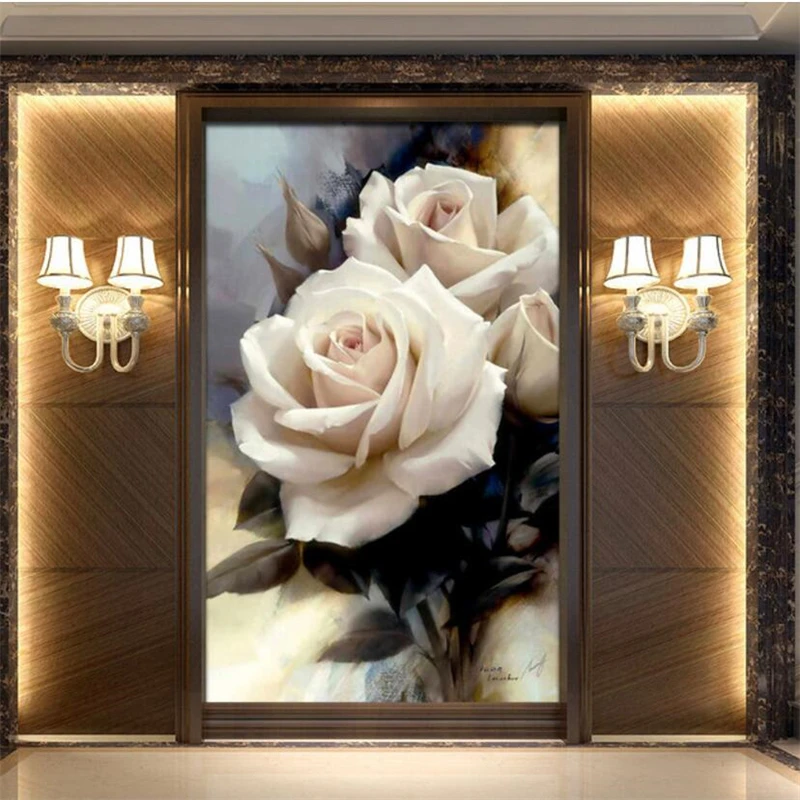 Beibehang пользовательские фото обои 3d белая Роза картина маслом цветок гостиная спальня настенные обои papel де parede 3d behang