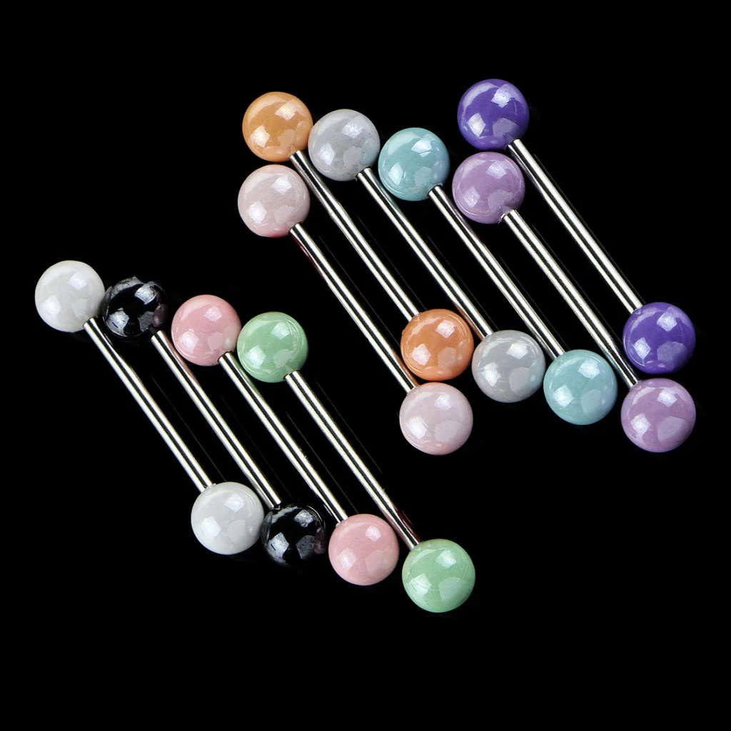 

Phenovo 10Pcs Stainless Steel Women Gorgeous Acrylic Navel Ring Lip Tongue Belly Bar Body Piercing Fashion Jewelry