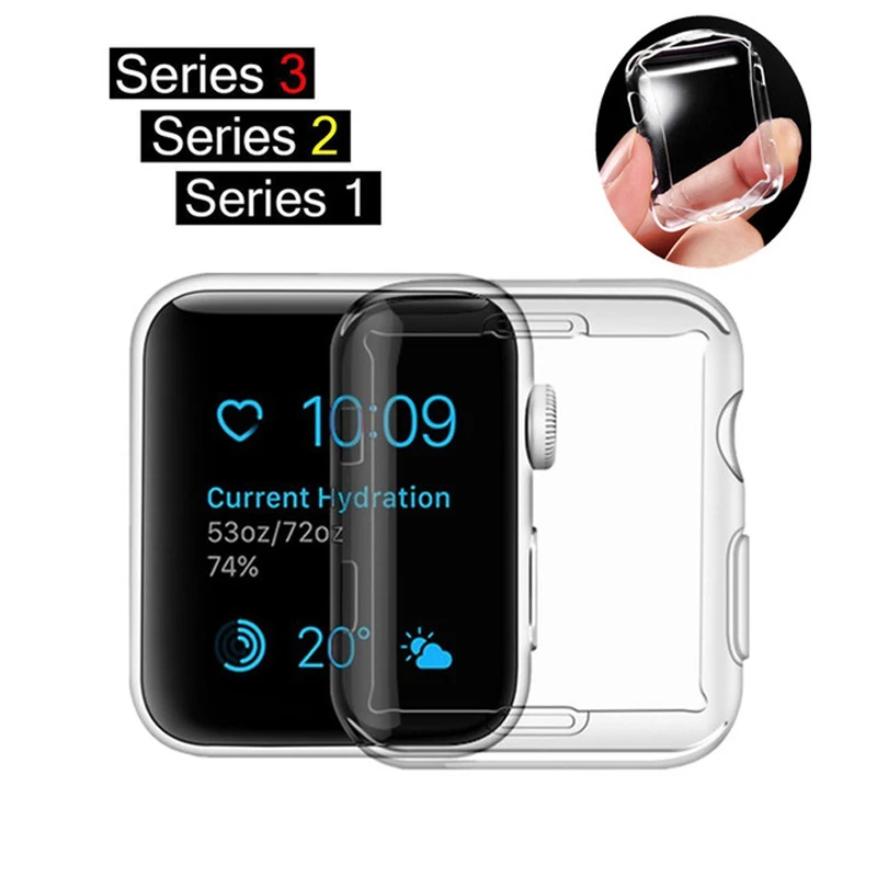 Watch accessories for Apple Watch Case Series 3 2 1 Soft Slim TPU Screen Protector All-around Ultra-thin Cover for iWatch