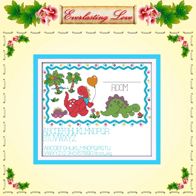 Akte Kelahiran Dinosaurus Hewan Kartun Lukisan Pola Cetak Pada