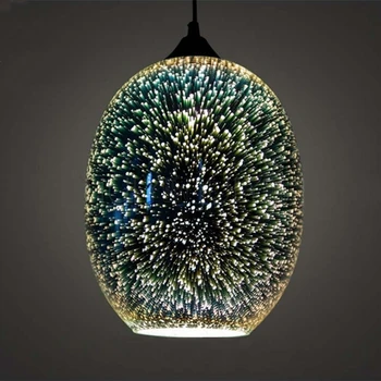 

3D Art Decor Creative Hanging Lighting Fixtures Modern Personality Bar Restaurant Pendant Light Glass Shade E27 Led Bulb MING