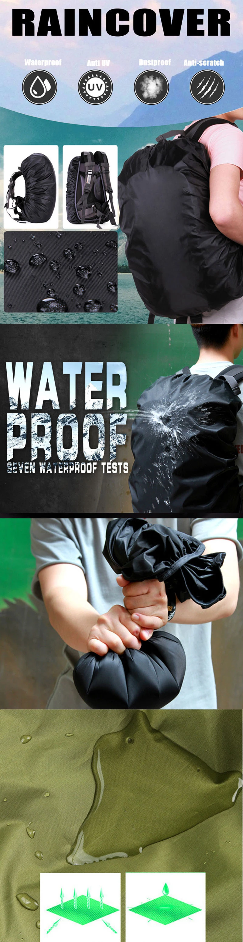 13 Colors Outdoor  Rain Cover Camping Hiking Backpack Raincoat Suit for 30-40L Protable Waterproof Anti-tear Dustproof Anti-UV  (11)